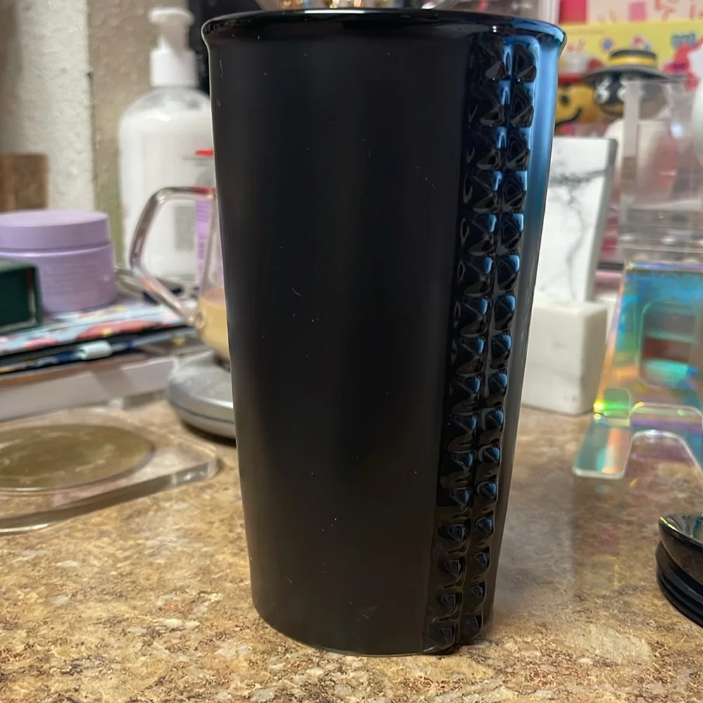 Starbucks Matte Black Studded Ceramic Tumbler- Dot Collection 2015